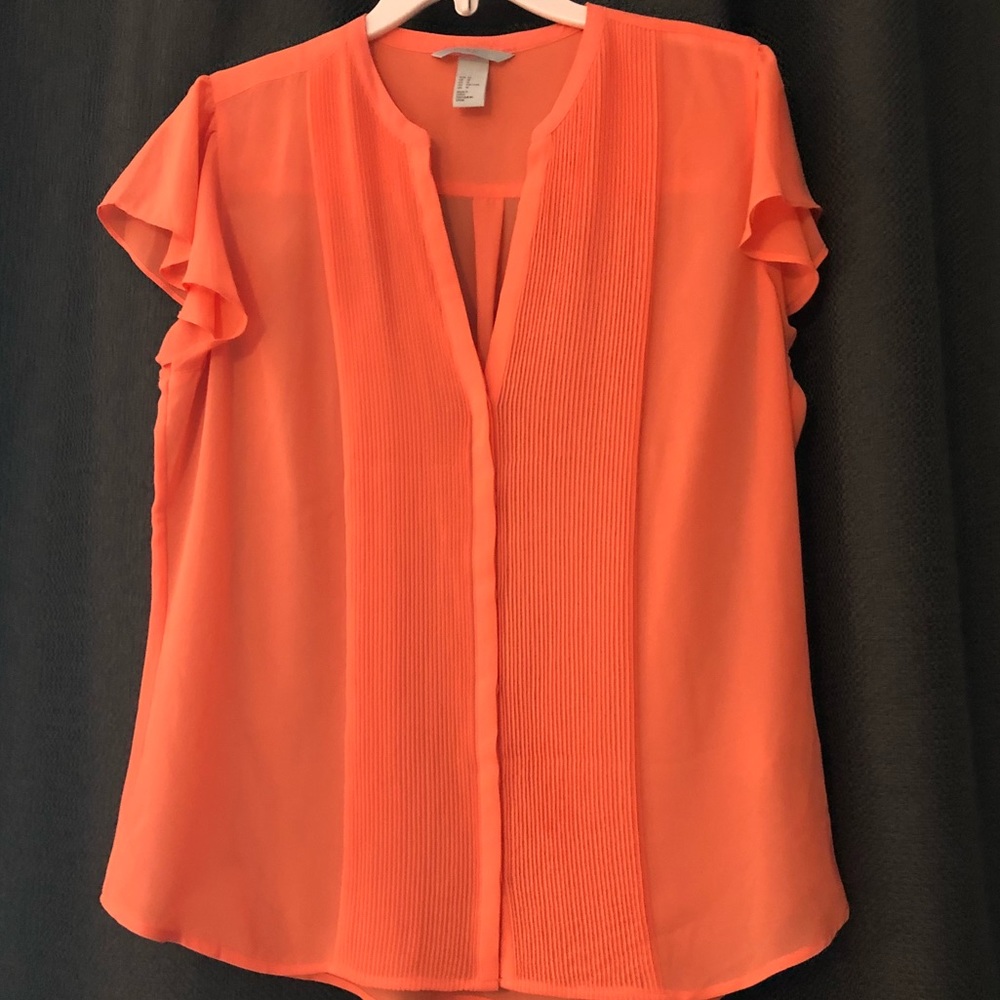 Short-sleeved bright coral blouse